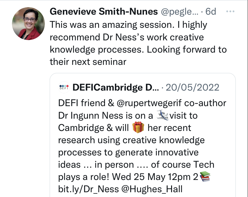 Screenshot of a Tweet from Geneveive Smith Nunes